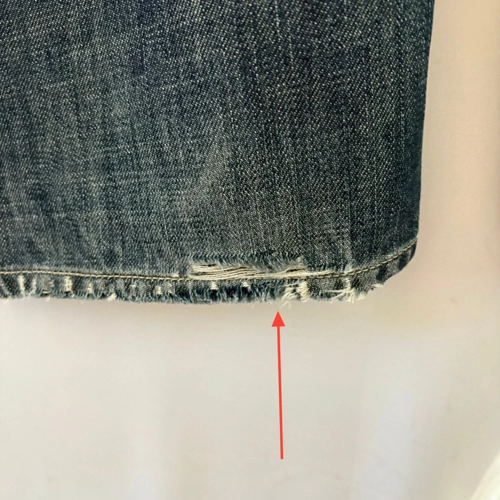 Banana Republic‎ Mens Straight Leg Button Fly Blue Jeans Dark Wash Distressed